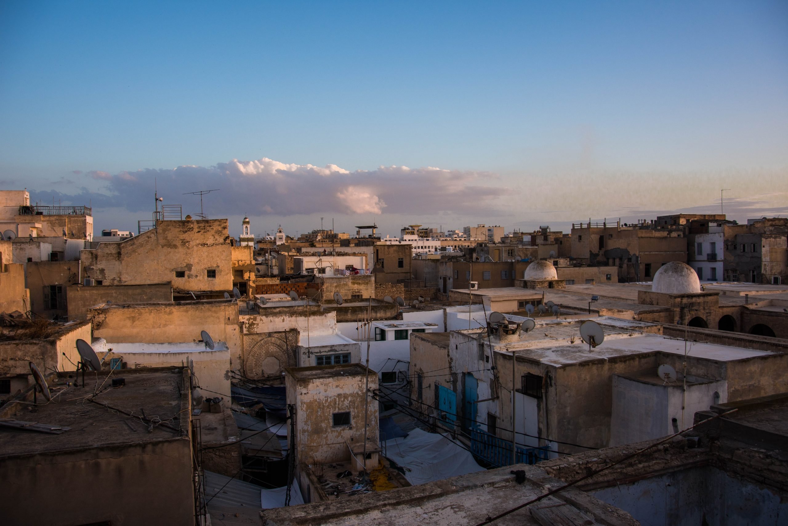 View of the medina sfax, Tunisie, houses and sky