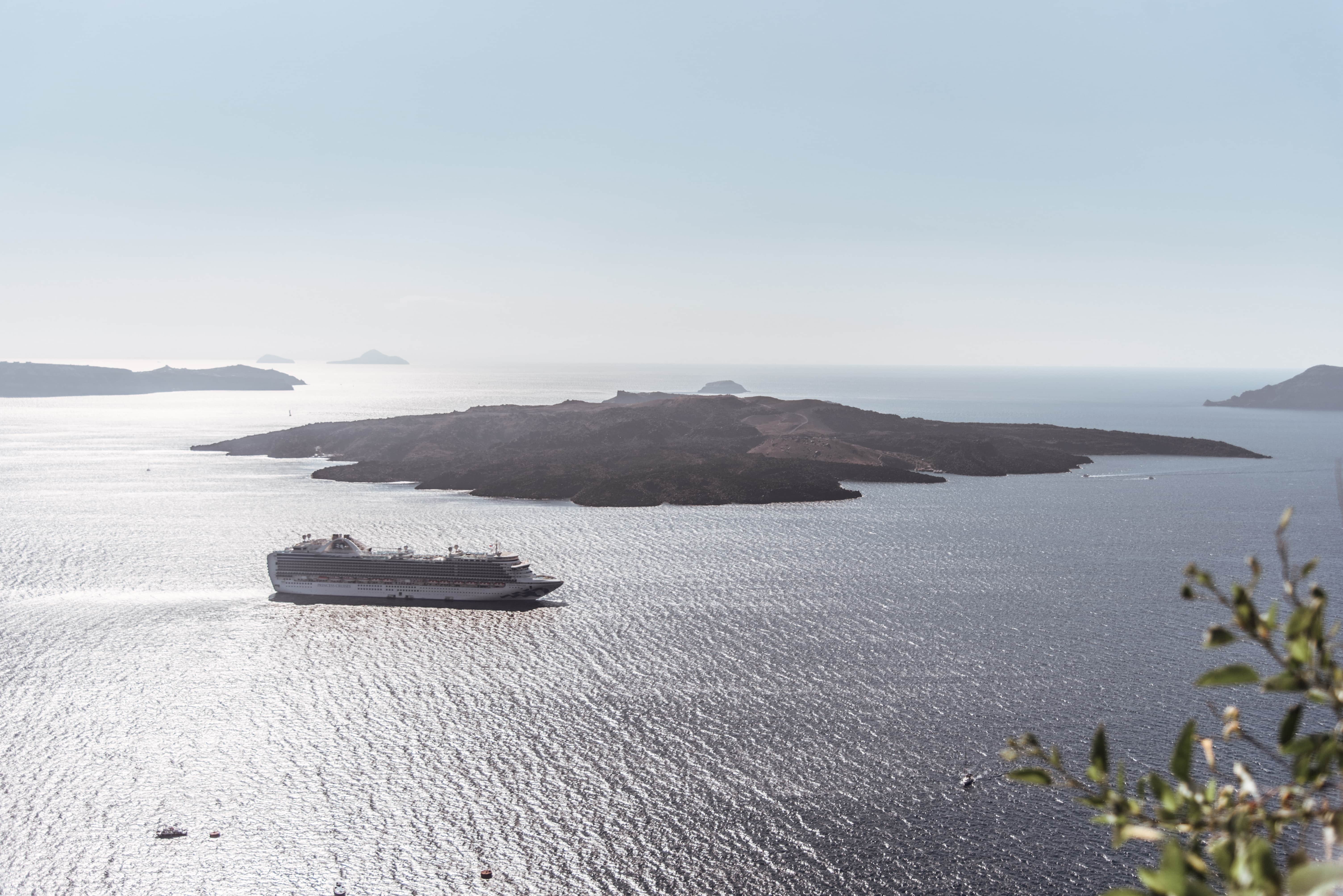instagrammable places in Santorini, Gaze at Galdera in Santorini