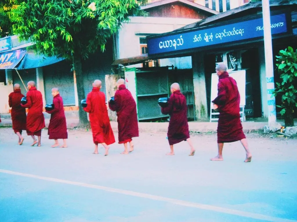 Bagan, Instagrammable places in Myanmar, alms giving to the monks, instagrammable places in Laos