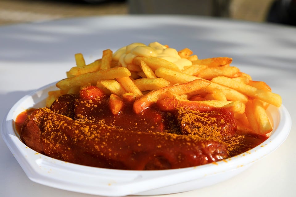 German Food, German cuisine, Traditional German Food, food in Germany, German dishes, currywurst