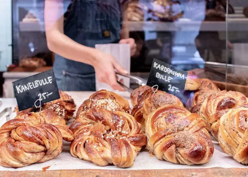 Kanelbulle or Cinnamon Bun or Cinnamon Roll - Traditional breakfasts in Sweden found in almost any Swedish bakery
