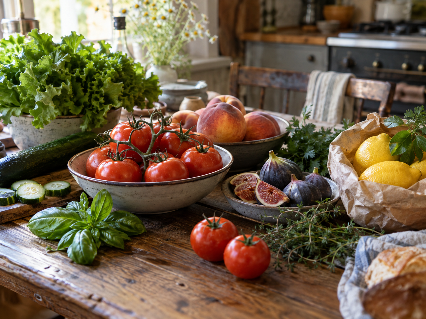 The Pesticide Limit Europe Sets That American Farms Don’t Meet: 45 Days Eating European-Standard Produce 2 rustic summer harvest kitchen 1