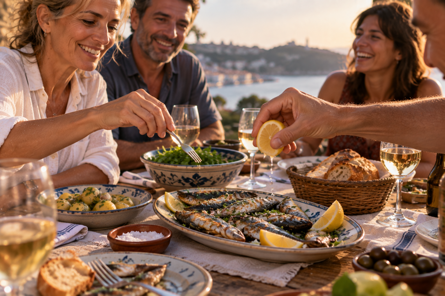 sardines 04 sunset group meal