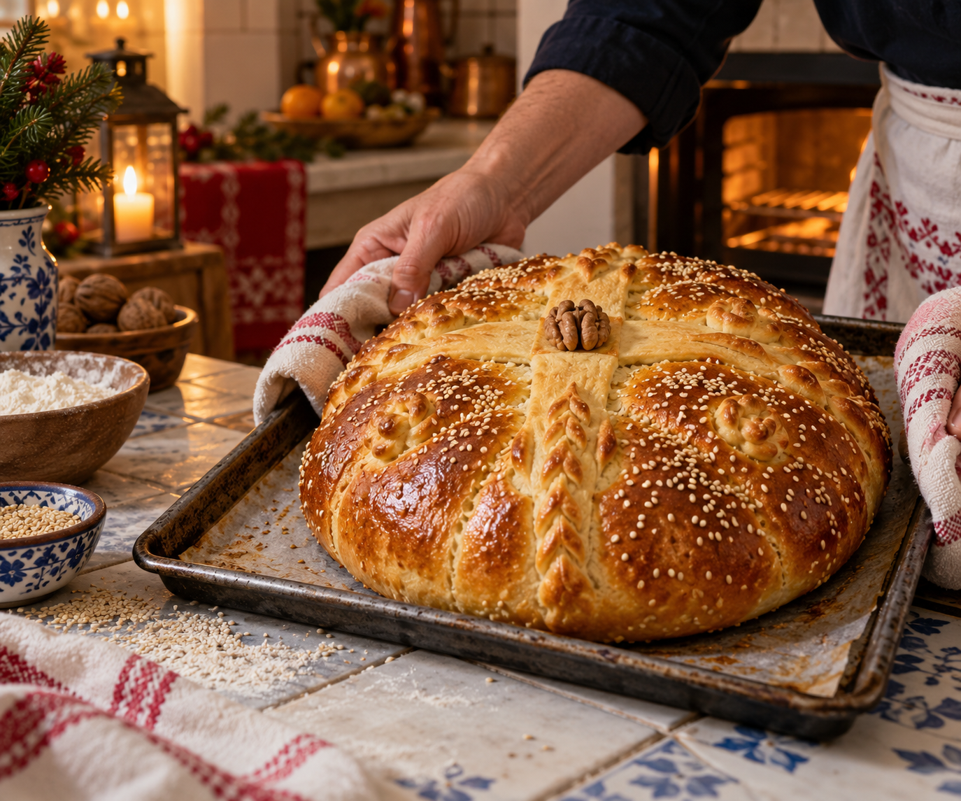 Christopsomo Is Greece's Christ Bread With a Cross of Dough on Top: The Loaf Baked for One Night a Year 4 Christopsomo 5