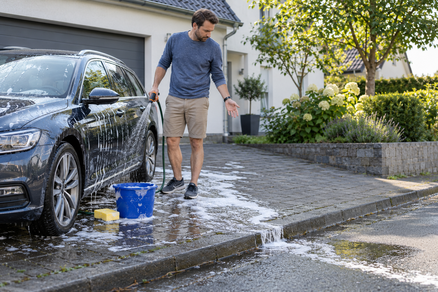 Washing Your Car in Your Own Driveway Is Illegal in Germany: The Water Rule That Explains Why German Streets Look Like That 1 washing car 1